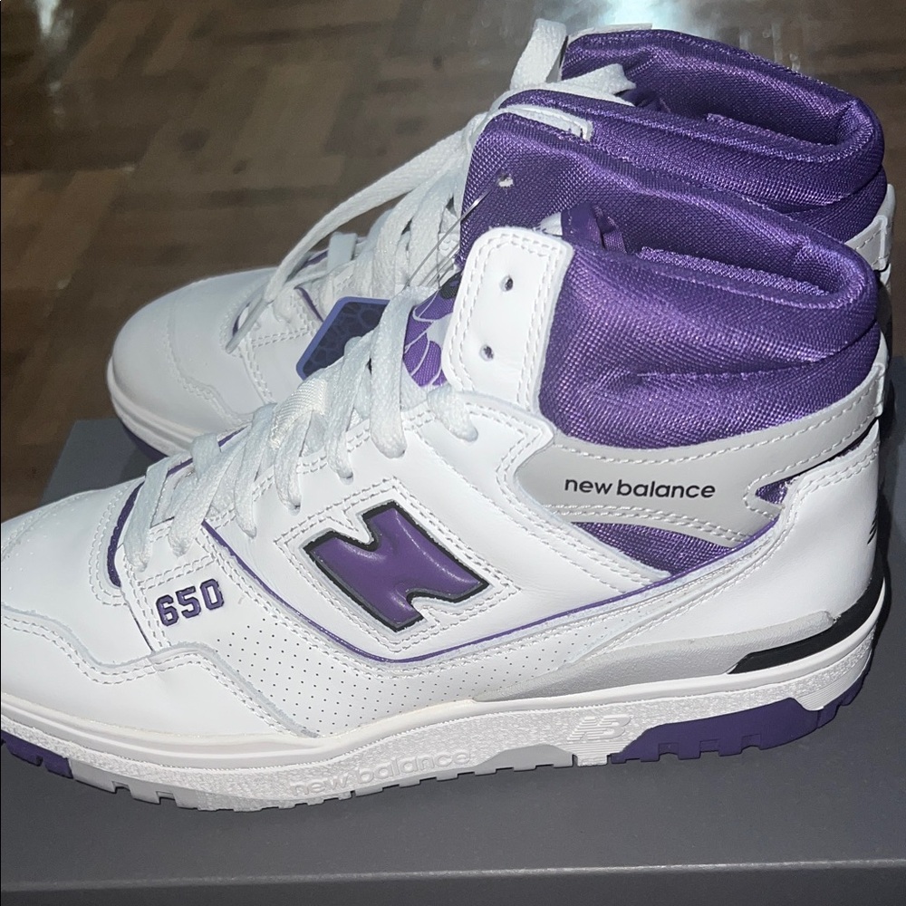 New Balance White and Purple Athletic Shoes
